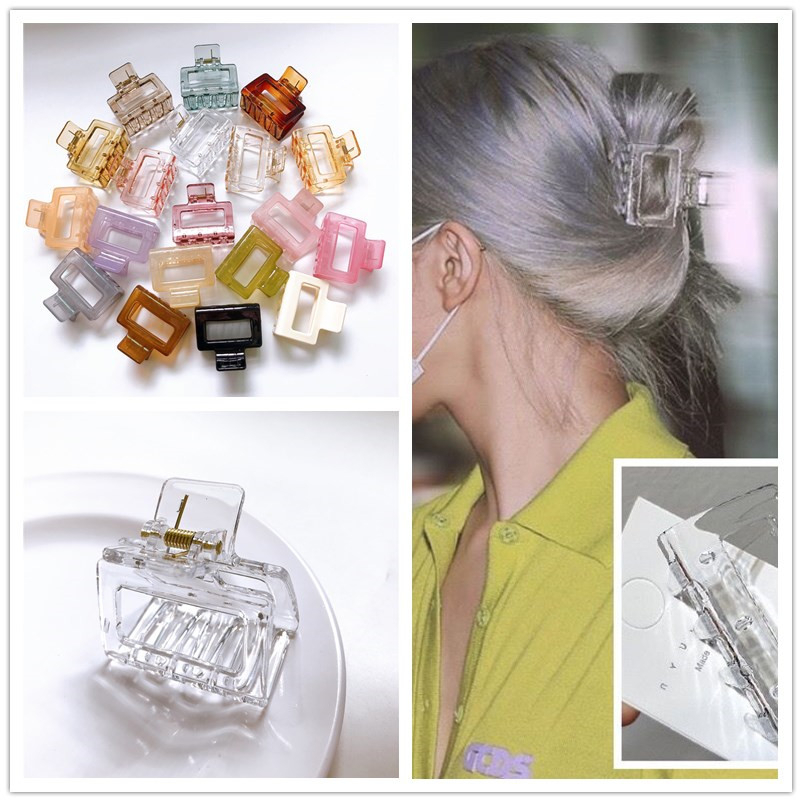 Women Accessories Holder - ヘアピン 2020 透明ヘア爪クリップカニ髪中空長方形ヘアグリップポニーテールホルダー女性ヘアアクセサリー
