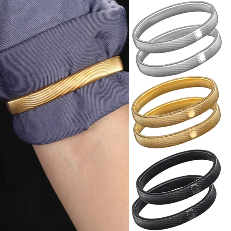 Women Accessories Holder - 2個入り伸縮性シャツスリーブホルダー、男性女性用メタルアームバンド、調節可能なシャツガーター、衣類アクセサリー