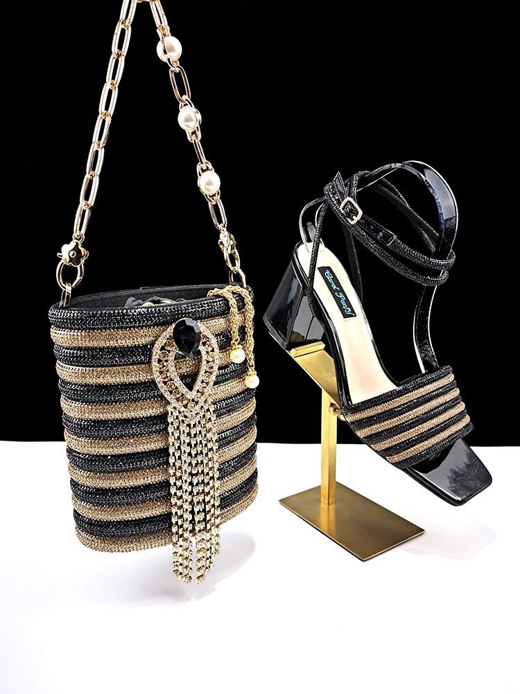 Women Accessories Chain - 売れ筋レディースサンダルとバッグ、クラウンダイヤモンドデザイン、ロング＆ショートダブルチェーンバッグ、パーティー、結婚式に最適