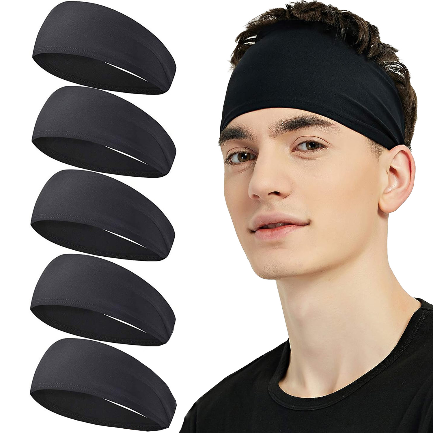 Women'S Yoga Accessories - スウェットバンド男性女性弾性スポーツヘアバンドヘッドバンドヨガヘッドバンド帽子ヘッドラップスポーツアウトドアヘアアクセサリー