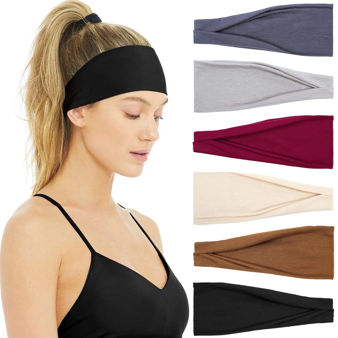 Women'S Yoga Accessories - 女性用の伸縮性のあるソフトタッチヘッドバンド,制汗,ヘッドラップ,ヘアアクセサリー,ヨガ,ランニング,旅行,スポーツ,トレーニング用