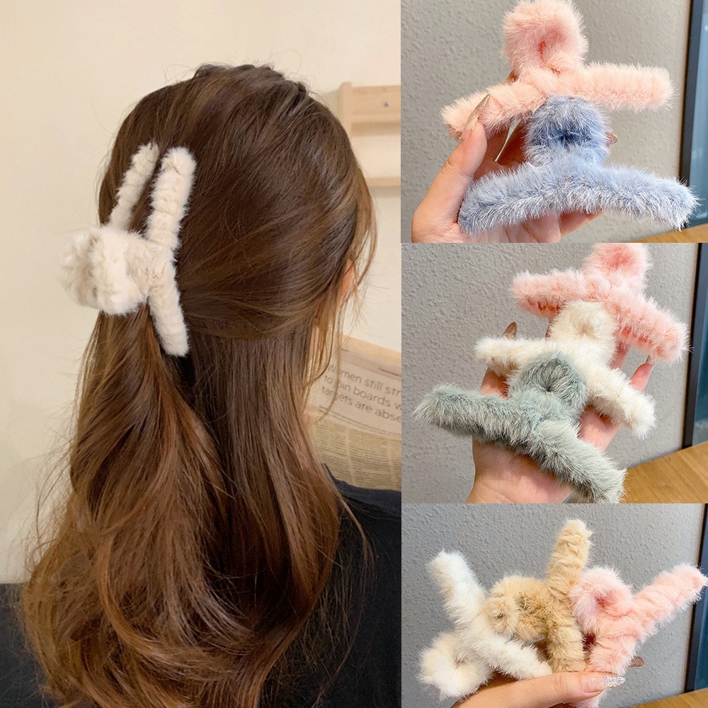 ふわふわぬいぐるみフェイクファービッグカニ毛爪クリップ女性女 - Women Accessories Holder のレビューと価格