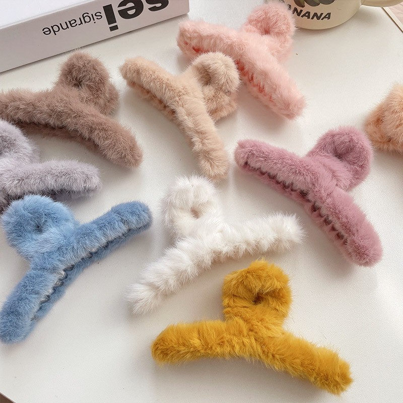 ふわふわぬいぐるみフェイクファービッグカニ毛爪クリップ女性女 - Women Accessories Holder のレビューと価格