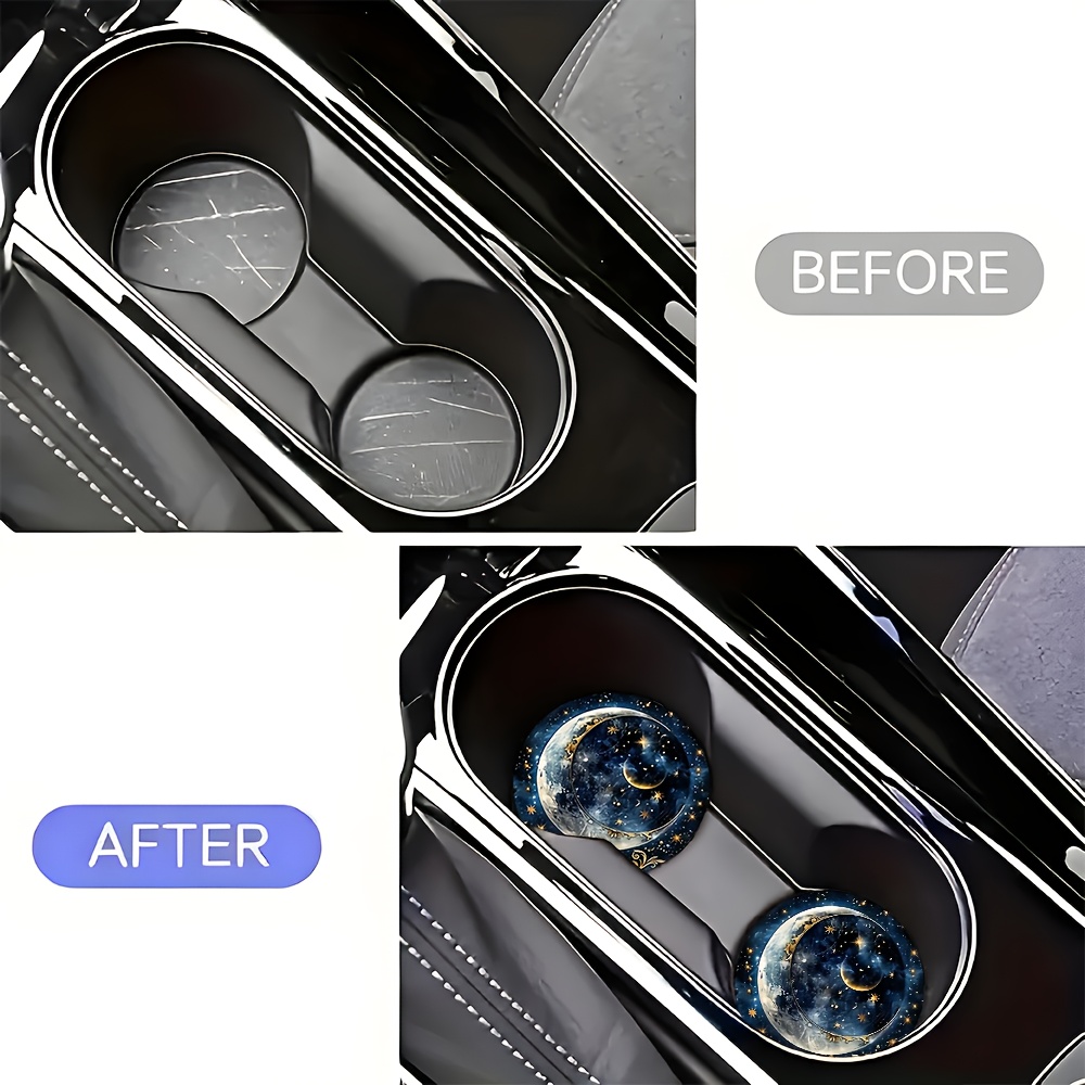 2個入り 星月柄 車用カップコースター - 耐久性のある滑り - Women Accessories Holder のレビューと価格