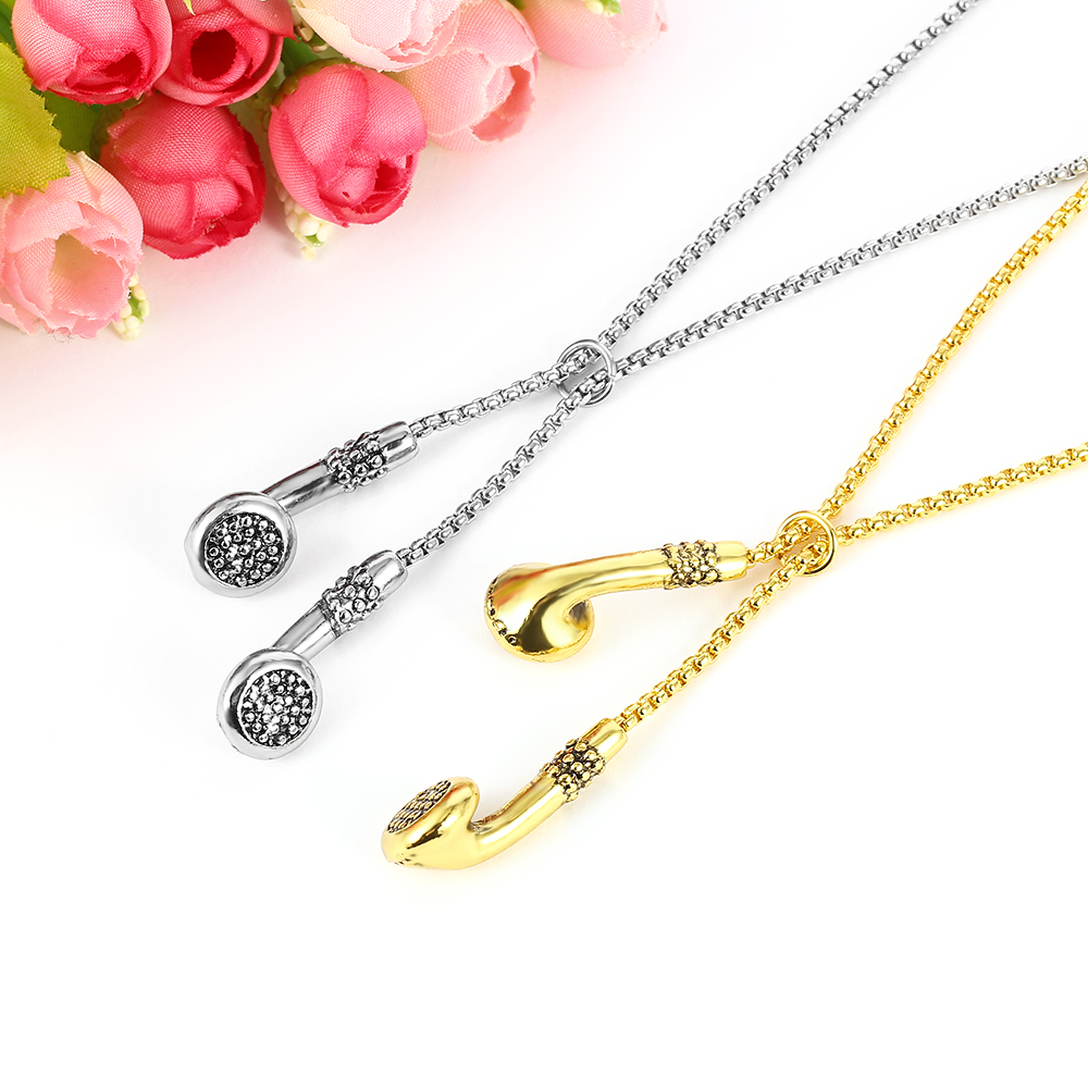 レトロなデザインのイヤホン型メタルネックレス。ファッション性 - Women'S Accessories Clothing のレビューと価格