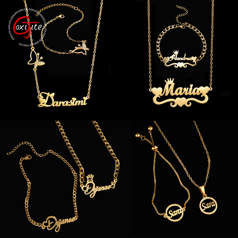 Goxijite カスタマイズネームネックレスセット女性ステ - Women Accessories Name のレビューと価格