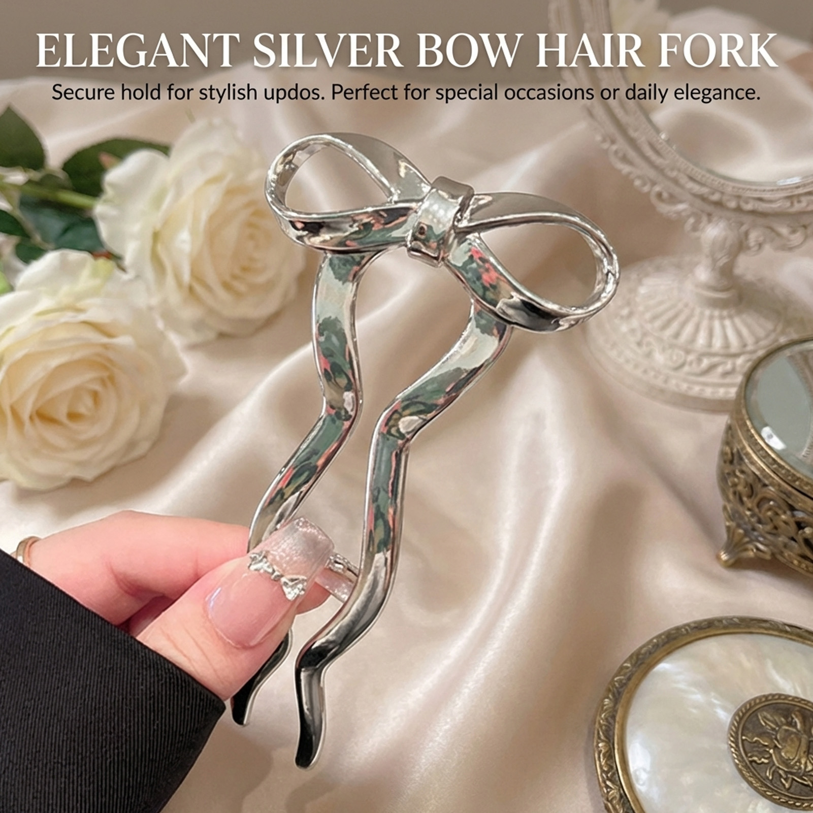 エレガントなちょう結び U 字型ヘアピン合金金属ポニーテール - Women Accessories Holder のレビューと価格