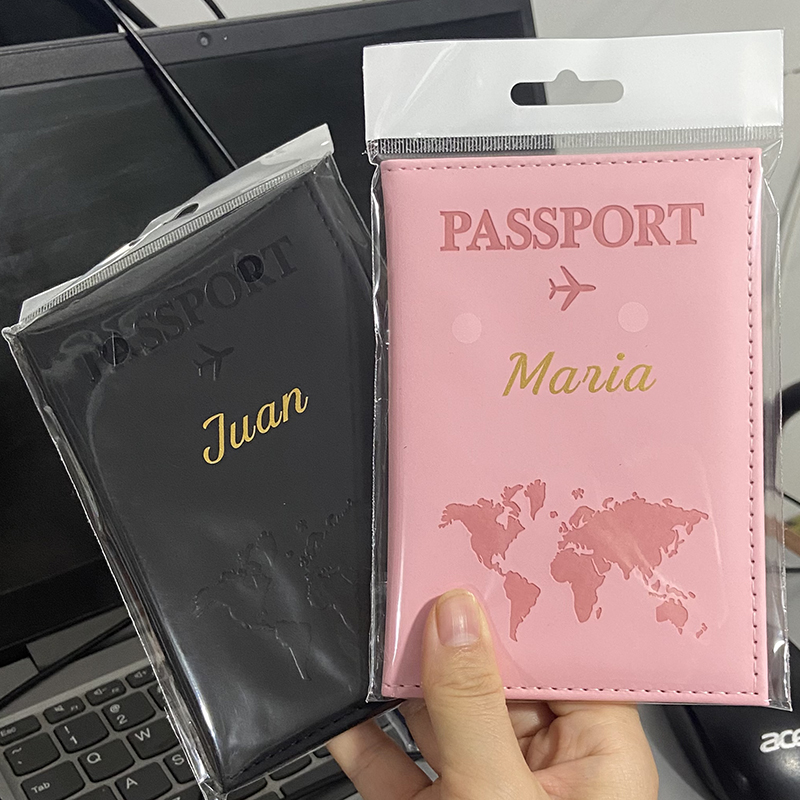 カスタムゴールドカラー名パスポートカバー旅行財布男性女性カス - Women Accessories Name のレビューと価格
