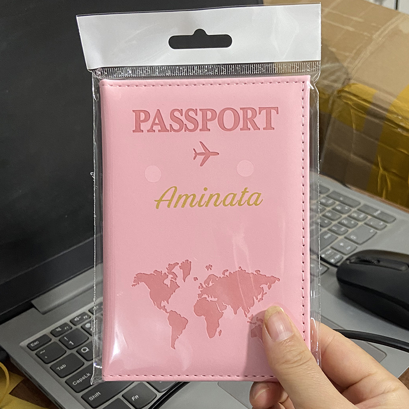 カスタムゴールドカラー名パスポートカバー旅行財布男性女性カス - Women Accessories Name のレビューと価格