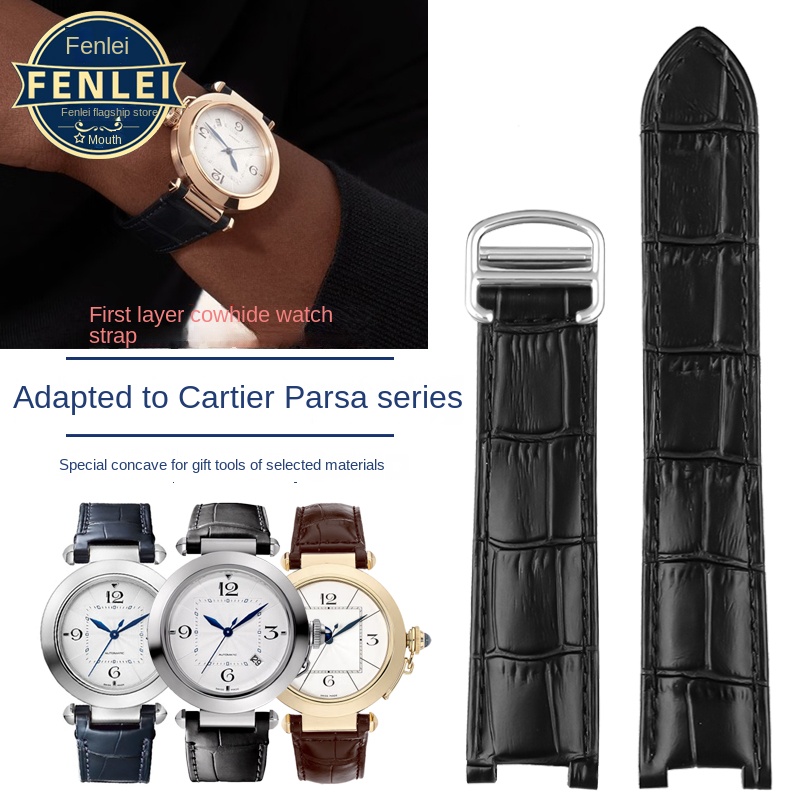 カルティエパシャ時計ストラップノッチ本革男性女性牛革時計バン - Women'S Accessories Cartier のレビューと価格